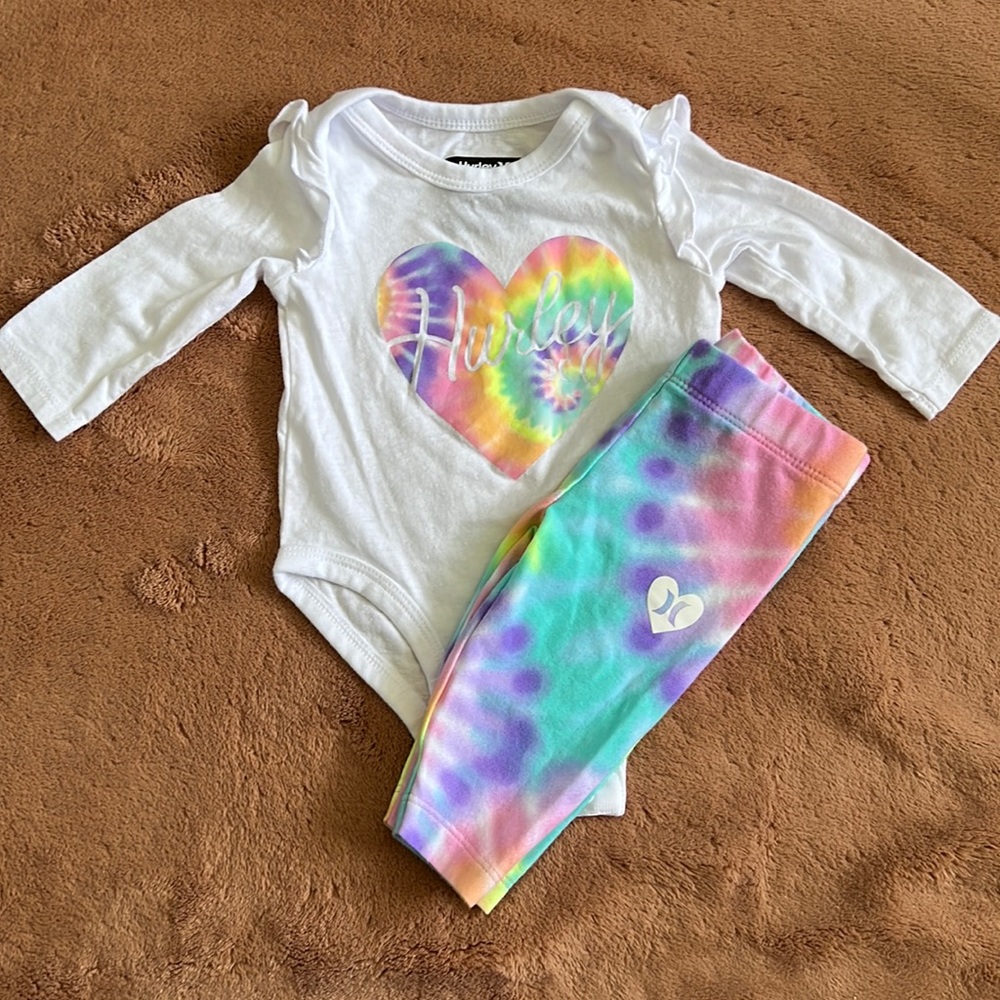 NWOT 3M Baby Girl Hurley Tie Dye Outfit